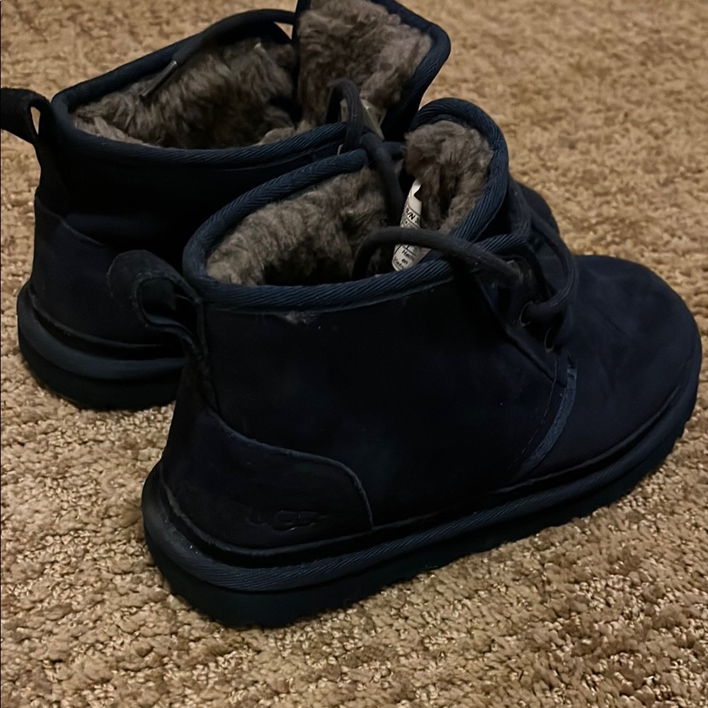 UGG Black Suede Boots with Fur Lining